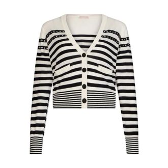Liu Jo Truien & Vesten, Dames, Veelkleurig, XL, Wol, Gebreide Cardigan met Juwelen Applicaties