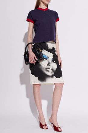 Versace V-neck T-shirt, Womens, Navy Blue