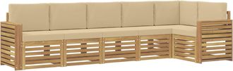 vidaXL Conjunto De Sof&aacute;s De Exterior 6 Uds. Y Beige Poli&eacute;ster Vidaxl