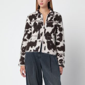 Guest In Residence Cashmere zip-up jacket with cow print