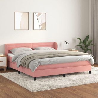 vidaXL Vidaxl - Cama Box Spring Con Colch&oacute;n Terciopelo Rosa 160x200 Cm