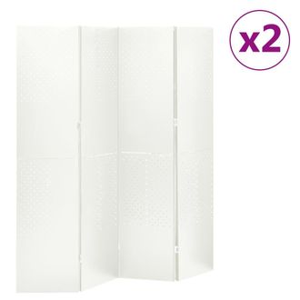 vidaXL Biombos Divisores De 4 Paneles 2 Uds Blanco Acero 160x180 Cm Vidaxl