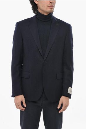 Corneliani CC COLLECTION Solid Color Virgin Wool 2 Buttons Blazer with size 52