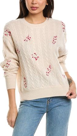 Brodie Flower Cable Crewneck Cashmere Sweater