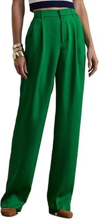 Ralph Lauren Nashelle Lange Geplooide Broek - Dames - Wijde Broeken - Groen - 2XS - Leer - Broeken