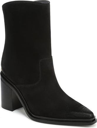 Franco Sarto Laken Block Heel Bootie in Black Leather at Nordstrom, Size 5.5