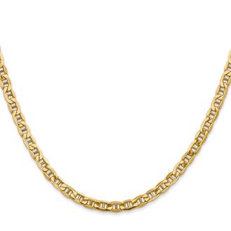 Diamond2Deal 10k Yellow Gold 4mm Semi-Solid Anchor Chain Necklace