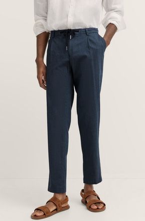 Bugatti Herren Geplooide broek met katoen-linnenmix