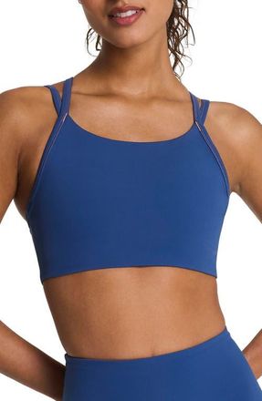 Spanx Keep Chill Faux Layer Sports Bra in Faded Indigo at Nordstrom, Size X-Small