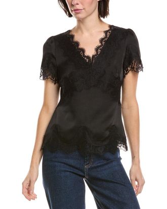 Vince Camuto V-Neck Lace -Trim Top
