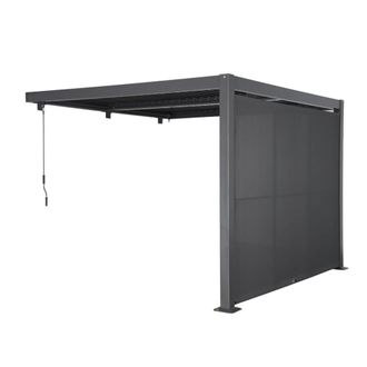 Sweeek P&eacute;rgola bioclim&aacute;tica de aluminio adosada 3x3m + toldo 3m, antracita