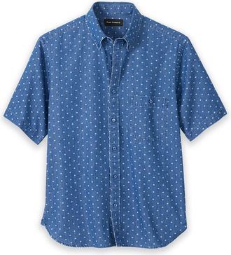 Paul Fredrick Slim Fit Cotton Denim Geometric Dot Casual Shirt