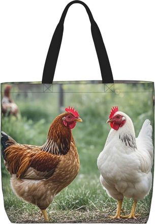 Generic Backyard Chickens Shopping Bag Reusable Shoulder Bag Waterproof Shopping Bags For Ladies Beach Work