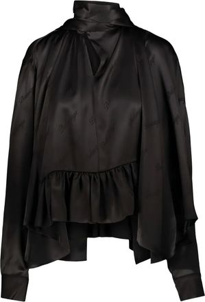 Balenciaga Blusa in seta con ruches - Nero