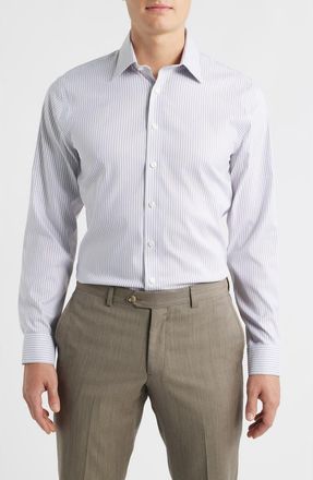 Nordstrom Trim Fit Stripe Premium Performance Twill Dress Shirt in Blue- Red Torres Stripe at Nordstrom, Size 15.5 - 32