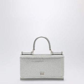 Dolce & Gabbana Satin phone bag with rhinestones in Crystal/Pearl