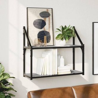 Berkfield Home 2-Tier Wall Shelf Grey Sonoma 60x21x51 cm Engineered Wood | Size: 60 x 21 x 51 cm