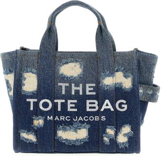 Marc Jacobs Shopping Bags, female, Blue, ONE SIZE, Rip And Repair Denim Small Tote