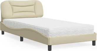 vidaXL Cama Con Colch&oacute;n Tela Color Crema 100x200 Cm Vidaxl