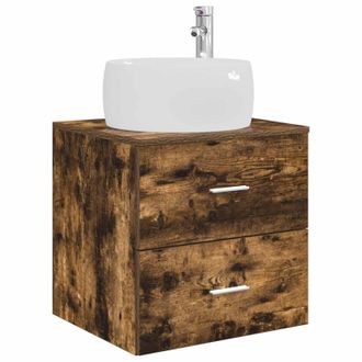 vidaXL Vanidad Con Lavabo De Pared Roble Ahumado 49,5 X 44,5 X 66 Cm Vidaxl