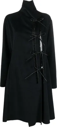 Giorgio Armani 2000s funnel-neck coat - women - Polyester/Patent Leather - 46 - Black