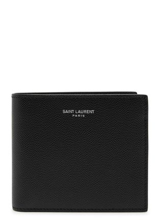 Saint Laurent East/west Pebbled Leather Wallet - Black - One Size