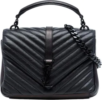 Saint Laurent Pre-owned Saint Laurent Medium Chevron Sheepskin Monogram Monochrome College Bag Ladies WUJTOSTOA4GM7MPQ