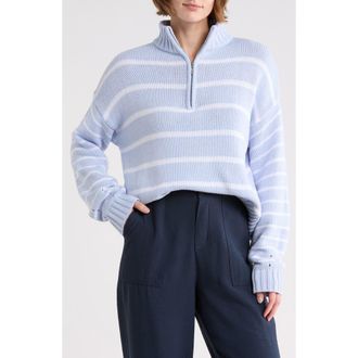 Splendid Cotton Blend Quarter Zip Sweater in Country Air Purple at Nordstrom Rack, Size X-Large