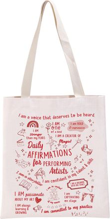 Generic PYOUL Drama Lover Gift Performing Arts Daily Affirmations Tote Bag Theatre Musical Actor Stage Performer Handbag Theatre Inspirational Gift (Arts Dail