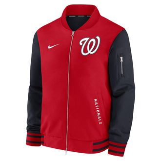 Nike Washington Nationals Authentic Collection Dugout Nike Mens MLB Full-Zip Bomber Jacket in Red | 02F30C78WTL-TZ7