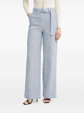 Fracomina striped belted trousers - Blue