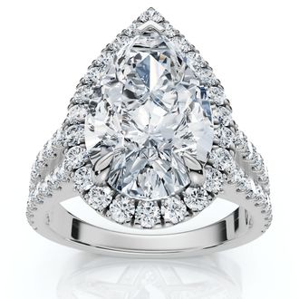 Pompeii3 Certified 3 3/4Ct Pear Shape Diamond Engagement Ring 14k Gold or Pt Lab Grown