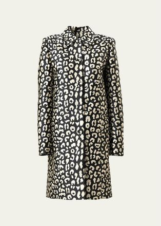 Carolina Herrera Leopard Button-Front Coat