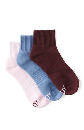 Cotton On Womens Active Body Qtr Crew Sock 3Pk in Choc Plum Multi at Nordstrom