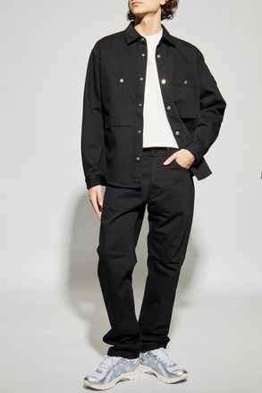 Stone Island Denim Shirt With Pockets, Mens, Black