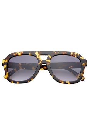 Freyrs Eyewear Voyager Oversized Aviator Sunglasses in Yellow Tortoise at Nordstrom