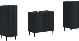 vidaXL Juego De Gabinete De Ba&ntilde;o De 2 Piezas Zwolle Negro Vidaxl