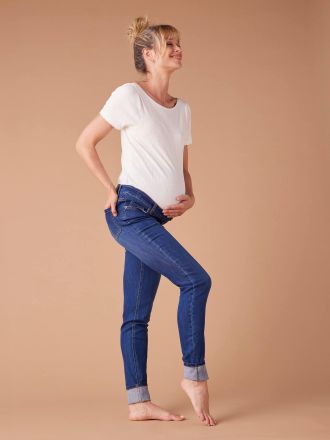 Envie de Fraise Skinny-Umstandsjeans, Seamless-Bund WATERLESS ENVIE DE FRAISE, Bundweite verstellbar dunkel blau