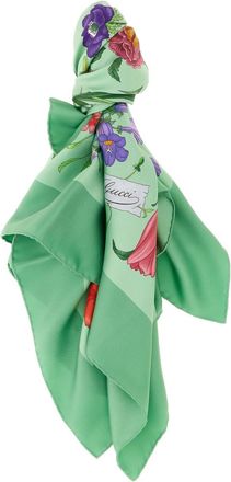 Gucci Green Floral Scarf