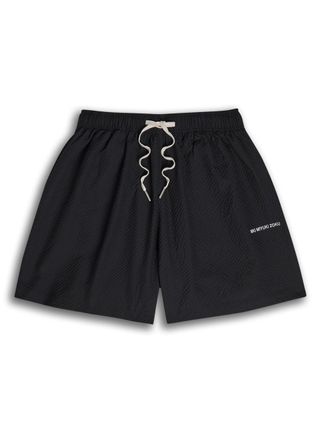 Mki Miyuki Zoku Logo-embroidered Seersucker Shorts - Black - XL