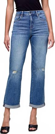 Hidden Jeans Double Cuffed High Rise Jeans In Dark Wash