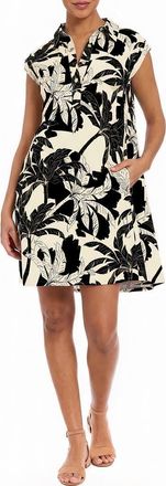 London Times Popover Shirt A-Line Dress in Cream/Black at Nordstrom Rack, Size X-Large