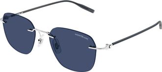 Montblanc Mb 0430S Zonnebril - Heren - Zonnebrillen - Grijs - 53 MM - Nylon - Accessoires