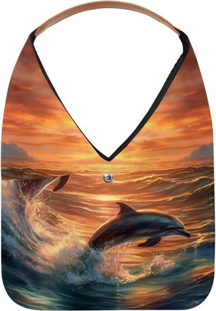 Generic Dolphin Reusable Lightweight Grocery Bags - Foldable Into Compact Pouch, Washable & Sturdy, Multipurpose for Shopping and Travel