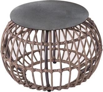 LOLAhome Mesa auxiliar de jardín Ariki de acero y ratán gris