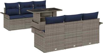 vidaXL Conjunto De Sof&aacute; De Jard&iacute;n 7 Uds. Gris Rat&aacute;n Sint&eacute;tico Vidaxl