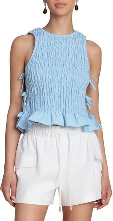Avec Les Filles Smock Linen Blend Top in Light Blue at Nordstrom, Size X-Small
