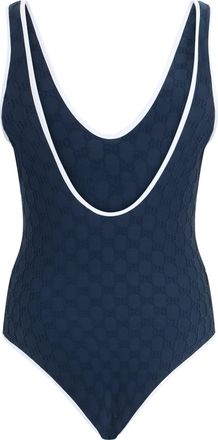 Gucci Womens One-Piece Swimsuit Jersey Jacquard Blue Polyamide One-Pieces