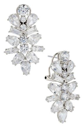Nadri Cubic Zirconia Cluster Drop Earrings in Rhodium at Nordstrom