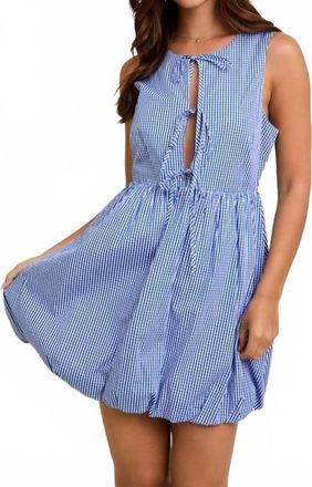 Le Lis Blanc Deux Gina Gingham Tie Mini Dress In Blue